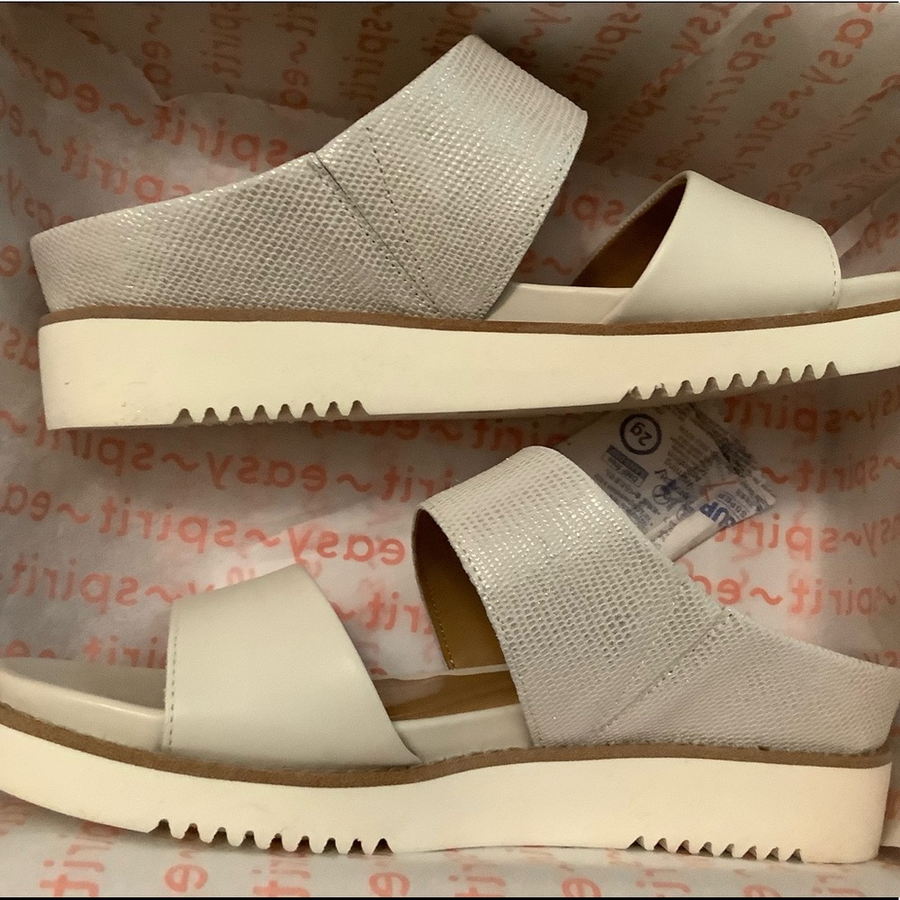 Easy Spirit White and Silver Sandals